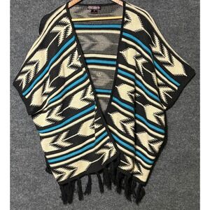 Rock & Roll Cowgirl Womens Medium Knit Poncho Cardigan Wrap Aztec Print